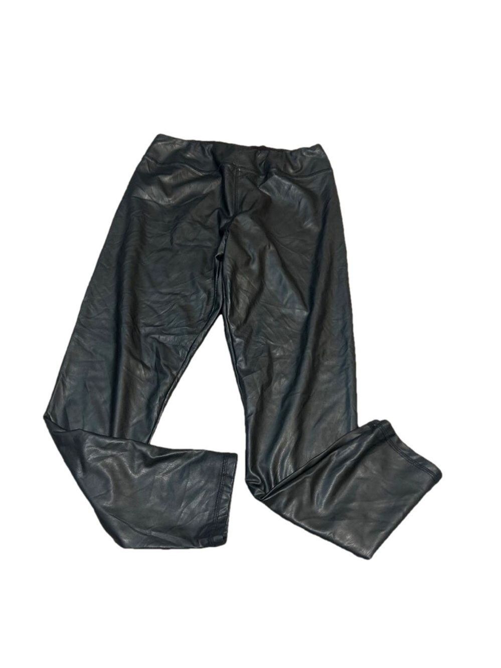 Bluenotes Black Faux Leather High Rise Fleece Lined Leggings Pull on XL